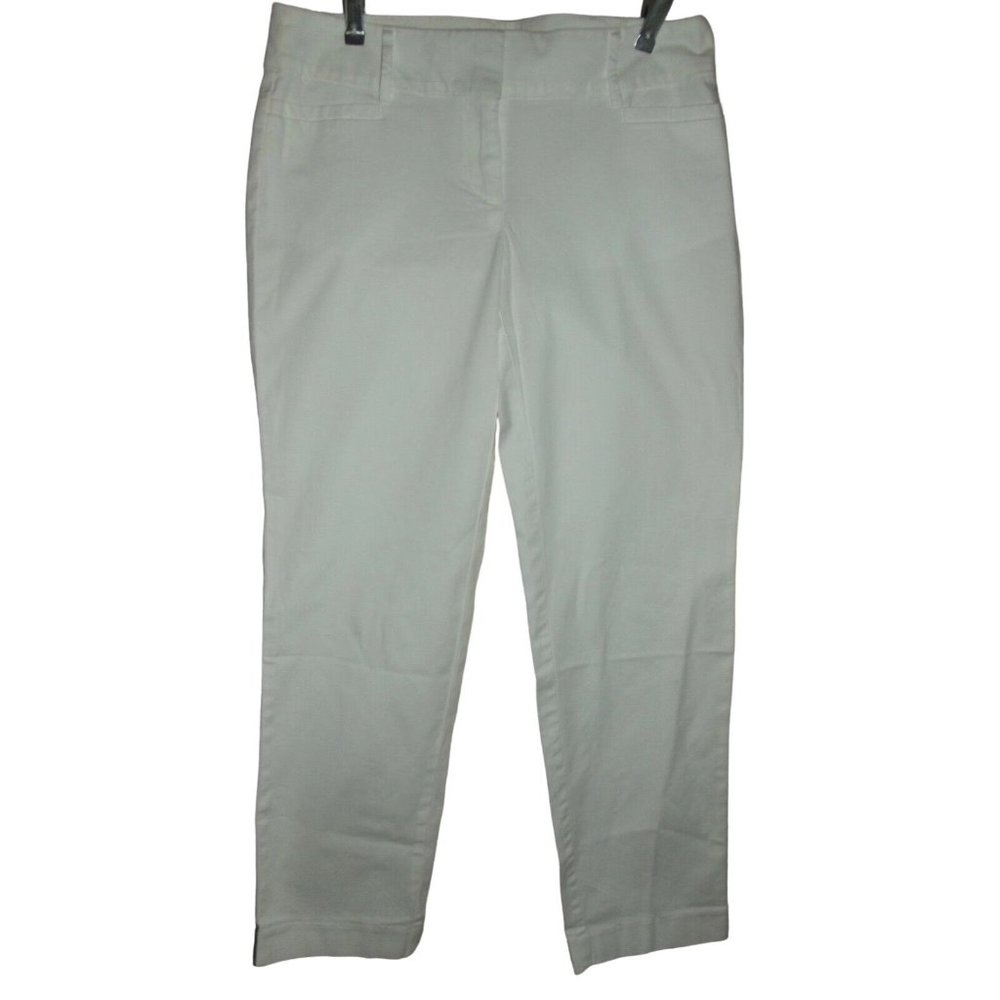 Loft Crop Pants Womens Sz 0 Original White Cotton Stretch Ankle cropped mid rise